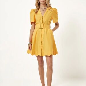 Scarlett Poppies Yellow Orange Belted Mini Dress